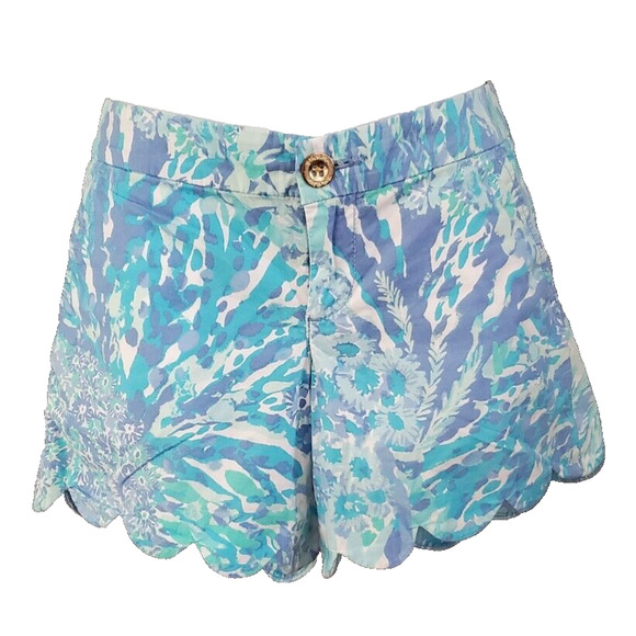 Lilly Pulitzer Pants - Lilly Pulitzer Buttercup Stretch Scallop Hem Shorts Blue Haven Hey Soleil